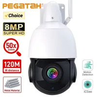 PEGATAH 4K 8MP WiFi Video Surveillance Camera 50X Zoom CCTV AI Human Detect Outdoor Security PTZ IP Cam 60m Color Night Vision