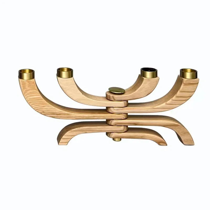 

Modern metal solid wood candle holder candle table decoration hotel
