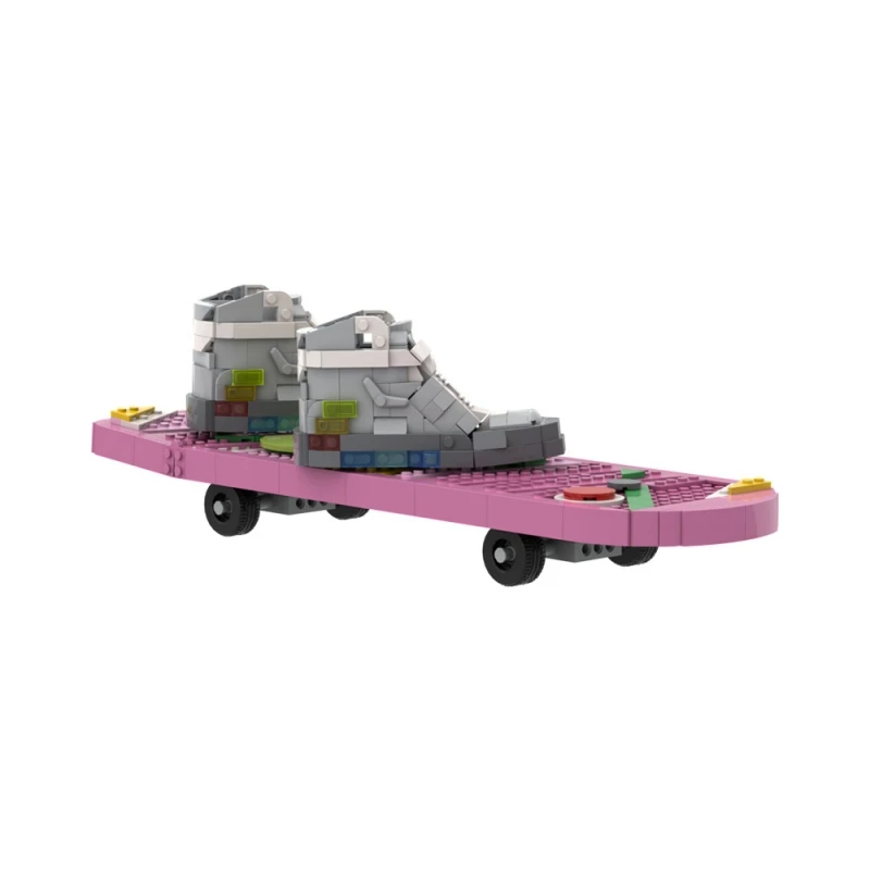 MOC Shoe Model Building Blocks Back Futured Movie Mini Roller Skates and Pink Skateboard Assembled Brick Toy Creative Kid Gift