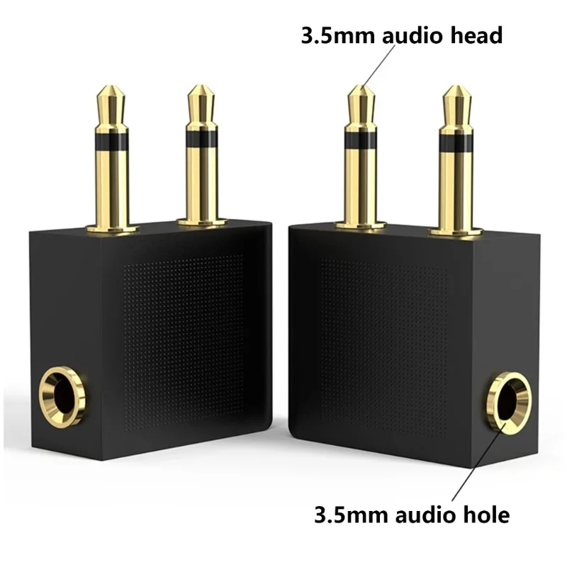 3.5mm Sound Splitter Adapter for Aircraft, Gold Plated Port Adapter Noise Canceling Female to Male Headphone Connector