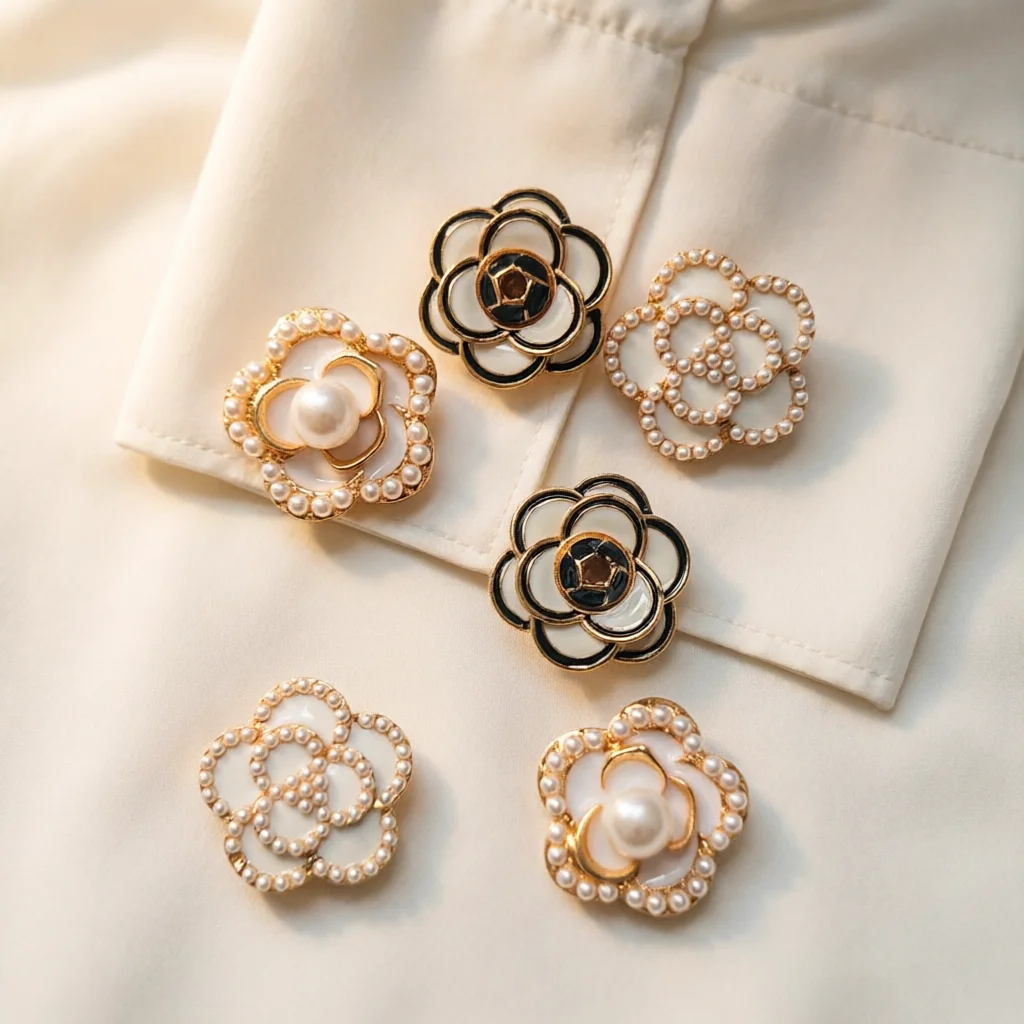 4 pièces de couvre-boutons élégants en métal classique avec perles pour la décoration de vêtements DIY, boutons décoratifs en alliage pour chemises et manches