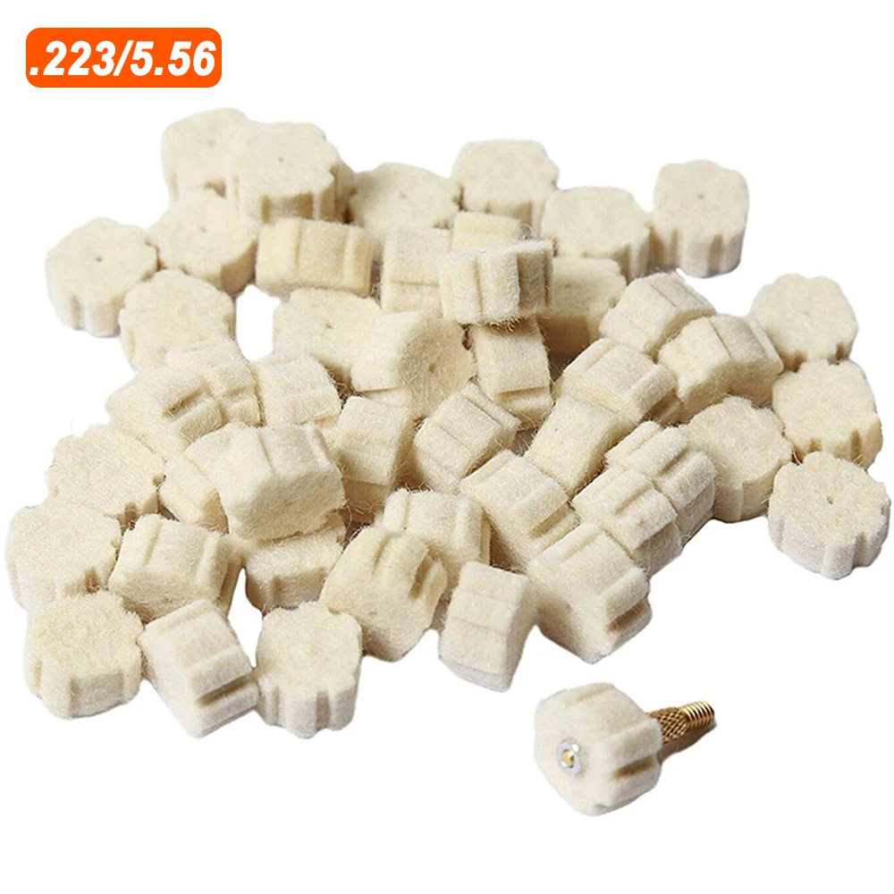 30/50/100Pcs Chamber Cleaning Pads Attachment Cleaning Chamber Mop .223/5.56 Chamber Cleaning Pad Wool Felt Gun Cleaning Kits