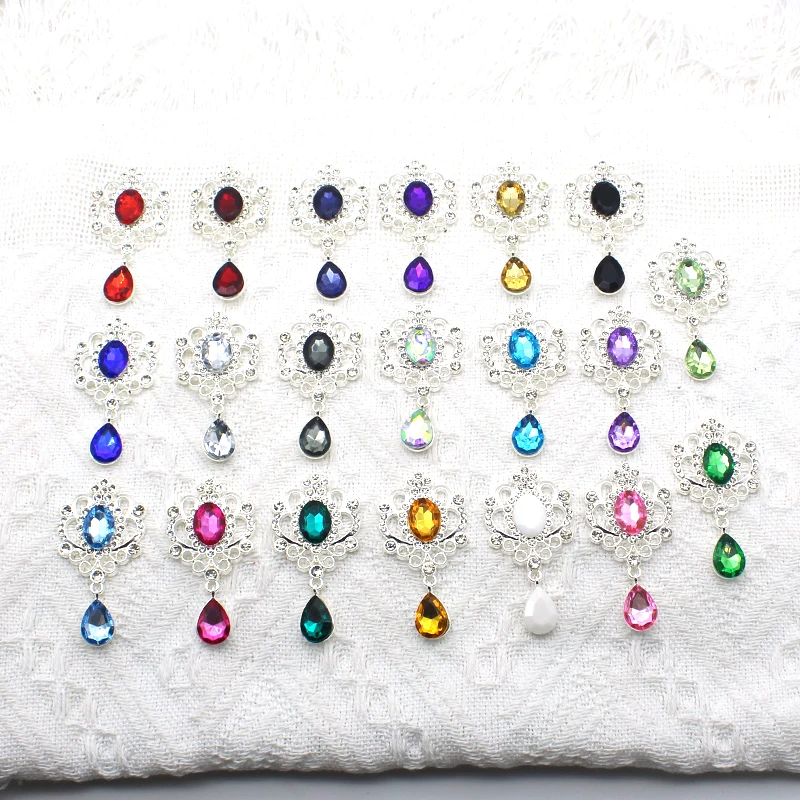 

New 10 pieces/set of alloy material water droplet pendants, diamond flower plates, Diy hair accessories, bow decorations