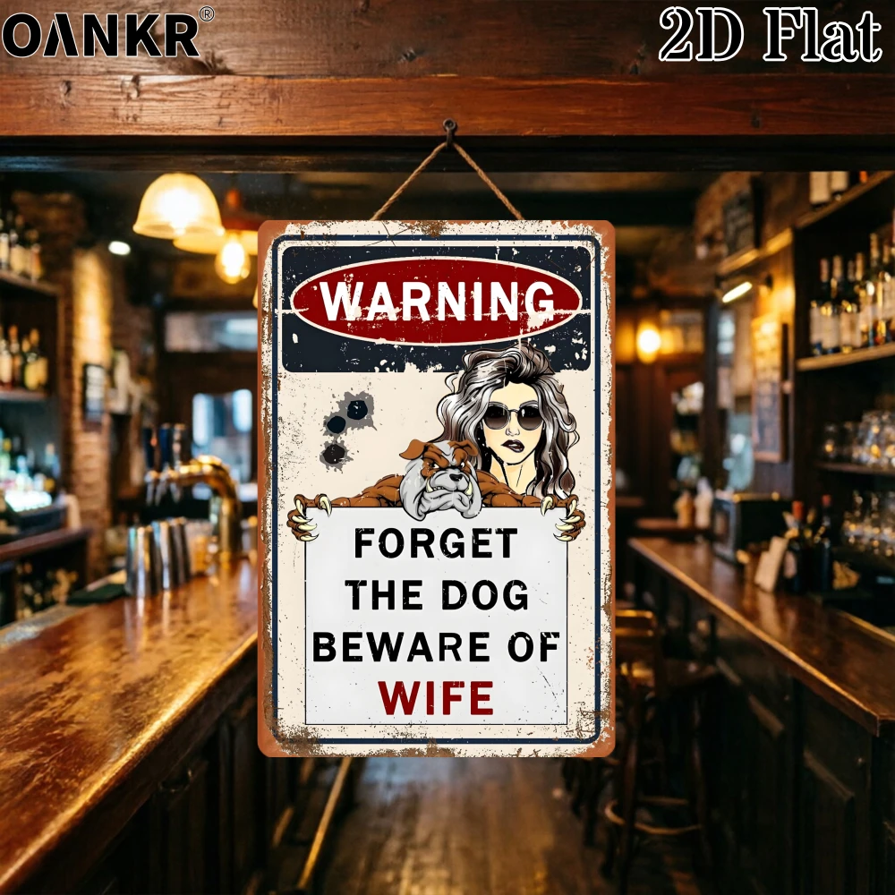 Plaque Métallique Vintage « Attention à la Femme » – Décoration Murale Rétro Amusante en Fer Esthétique pour la Maison, le Pub ou la Cave de l'Homme