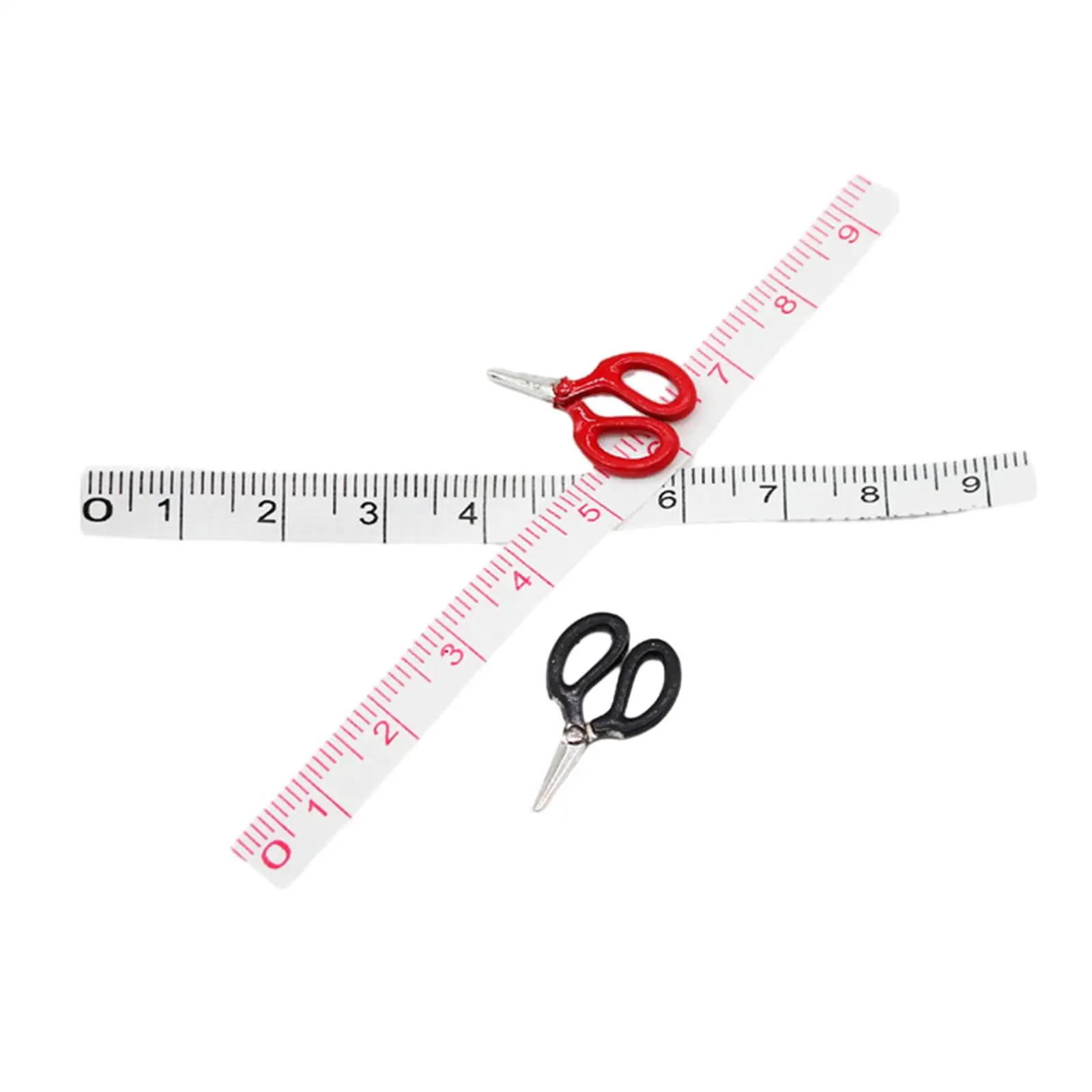 4-częściowy zestaw narzędzi do szycia dla lalek, miniaturowe nożyczki, miarka, akcesoria do domku dla lalek, do mikropejzaży, DIY, bajkowego ogrodu