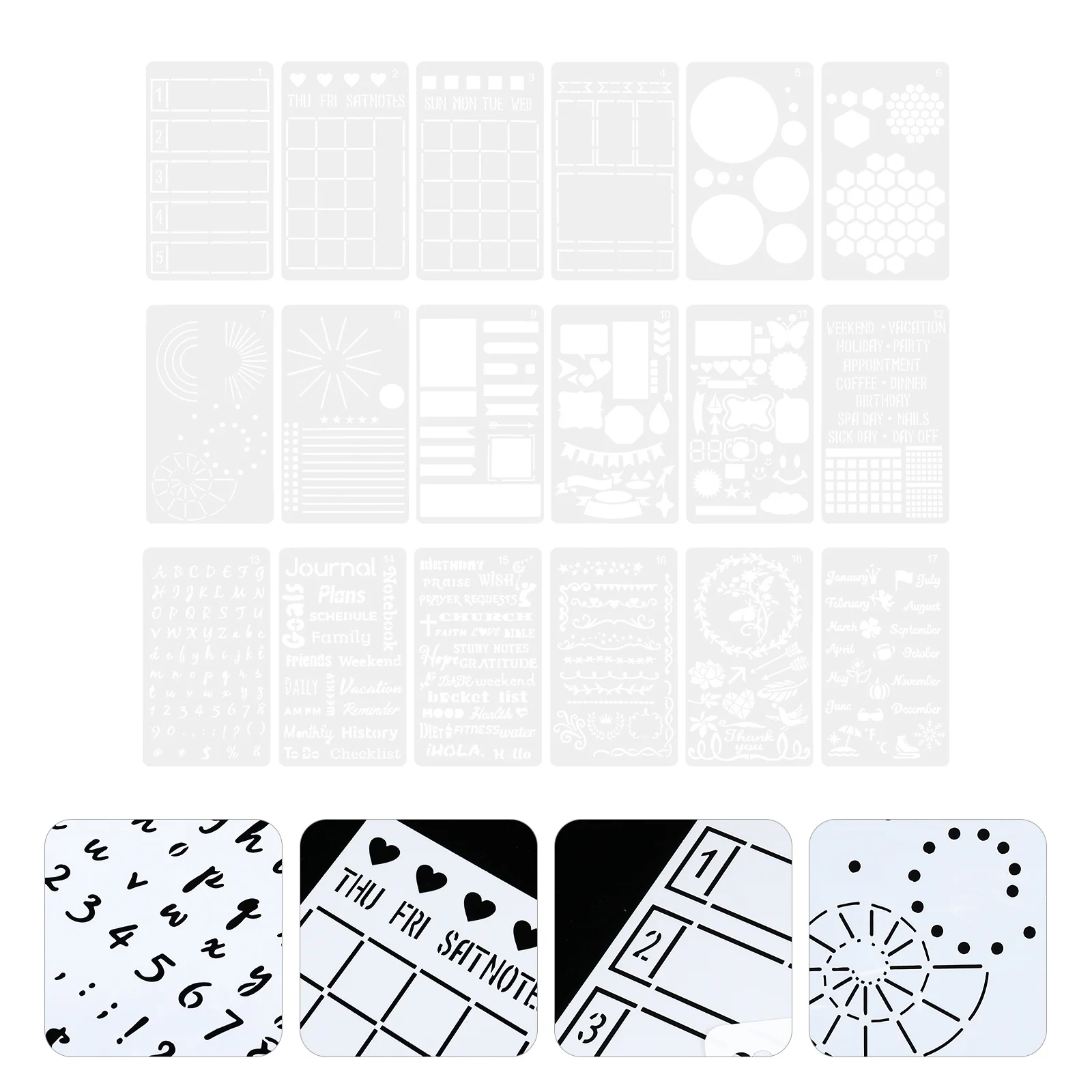 

1Set Journal Stencils Pet Plastic Durable Waterproof Reusable Templates for DIY Drawing Scrapbooking Notepad Painting
