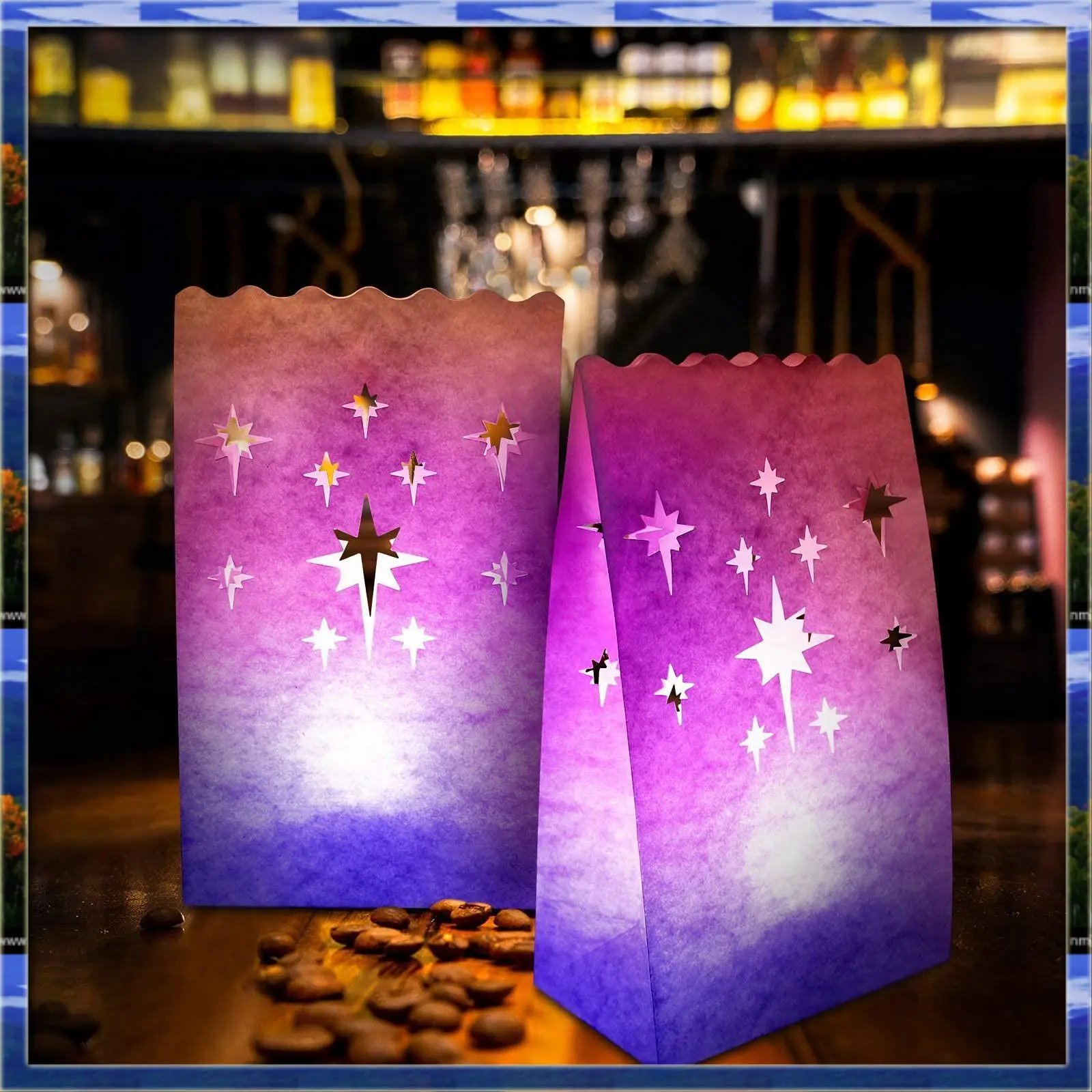 AS59 -70PCS White Luminary Bags Cutout Flame Resistant Halloween Candle Bags Paper Lantern Bags For Wedding Holiday Party