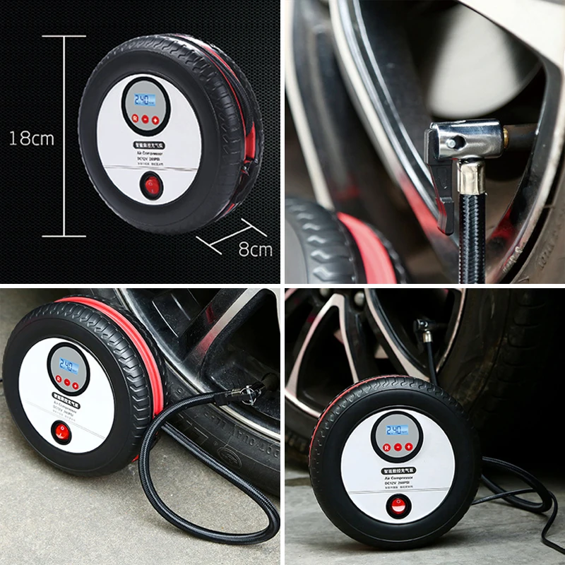260PSI 12 فولت سيارة الإطارات تضخيم مضخة ضاغط الهواء أطقم شاشة ديجيتال المدمج في الصمامات للدراجات النارية دراجة الإطارات تضخيم مضخة