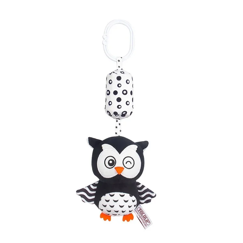 Black White Animal Toys Baby Rattles Stroller Bed Crib Hanging Bell Visual Grab Ability Training Toy for Newborn Gift Infant C99
