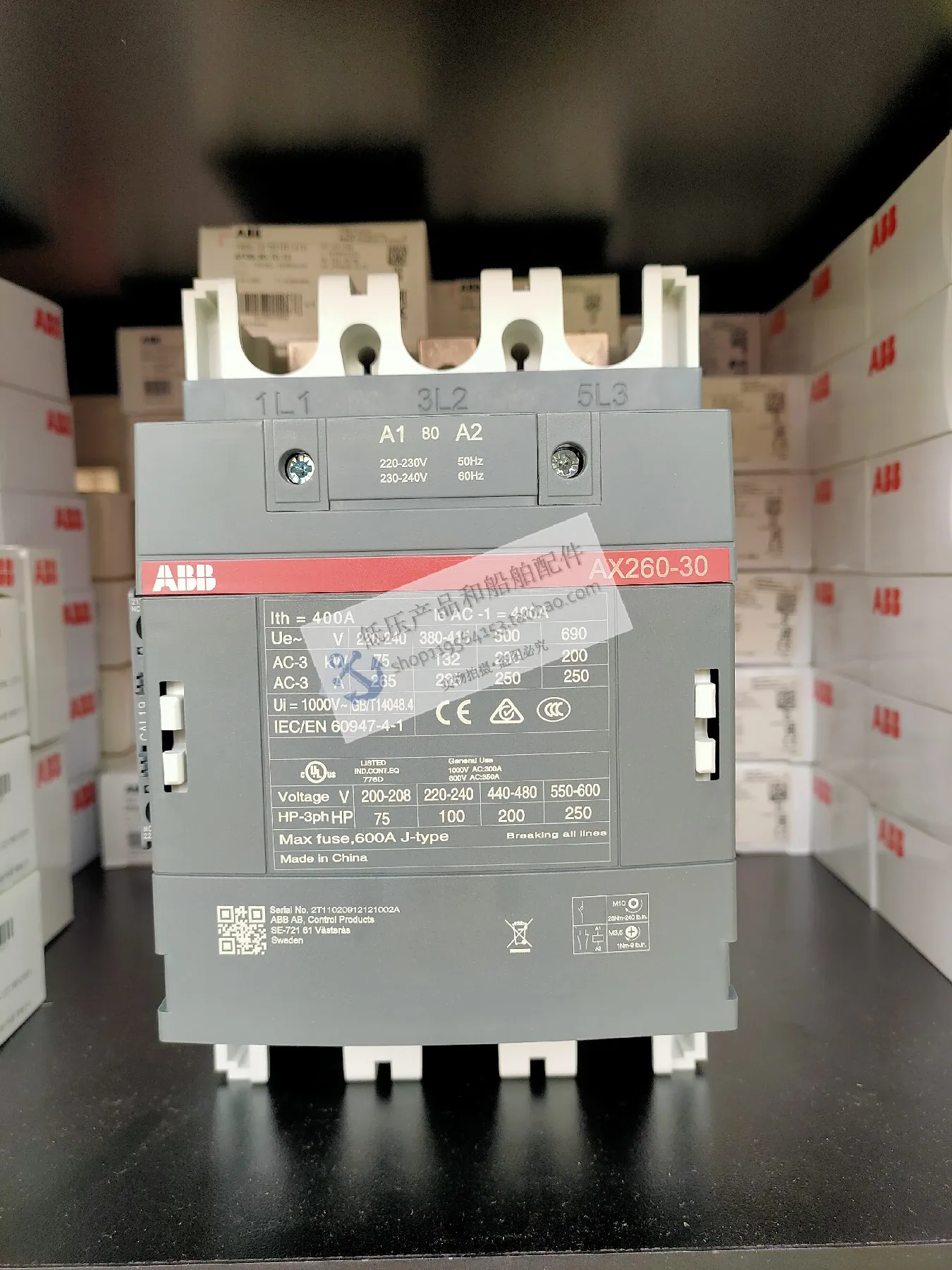 New Original Genuine ABB AC Contactor AX260-30-11-80 Coil Voltage 230-240VAC