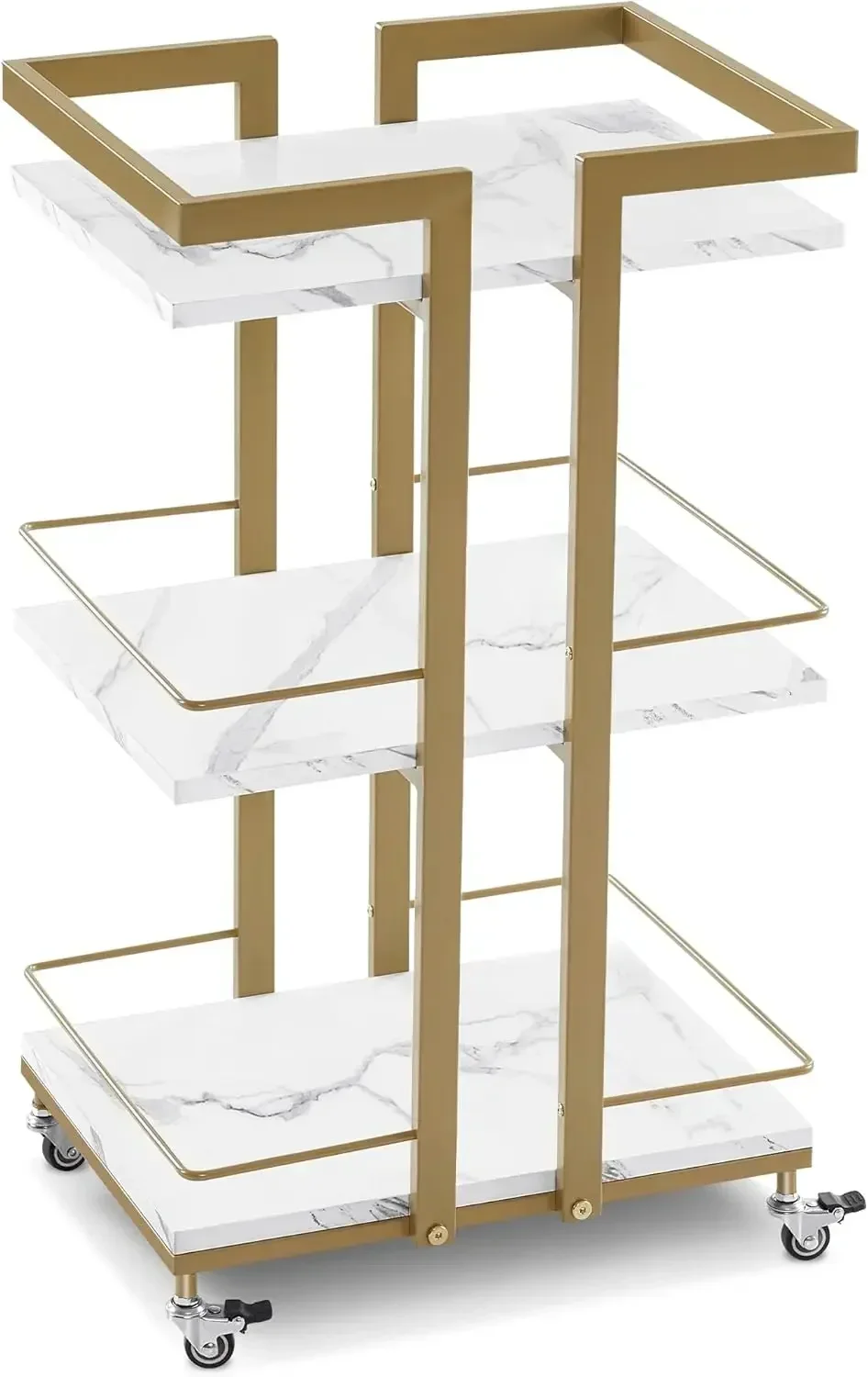 

Utility Salon Trolley, Metal Storage Rolling Cart with Wheels, 3-Tier Mobile Facial Trolley, Nail Cart Organizer, White