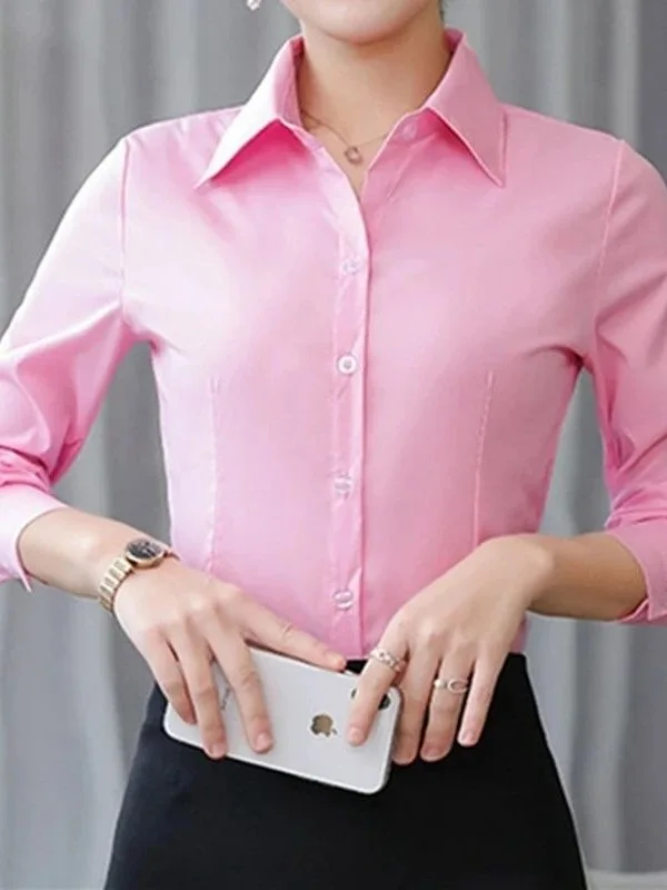 

Женская белая блузка Ele с длинным рукавом, приталенная, из льняной ткани, А-силуэт, 100% лен