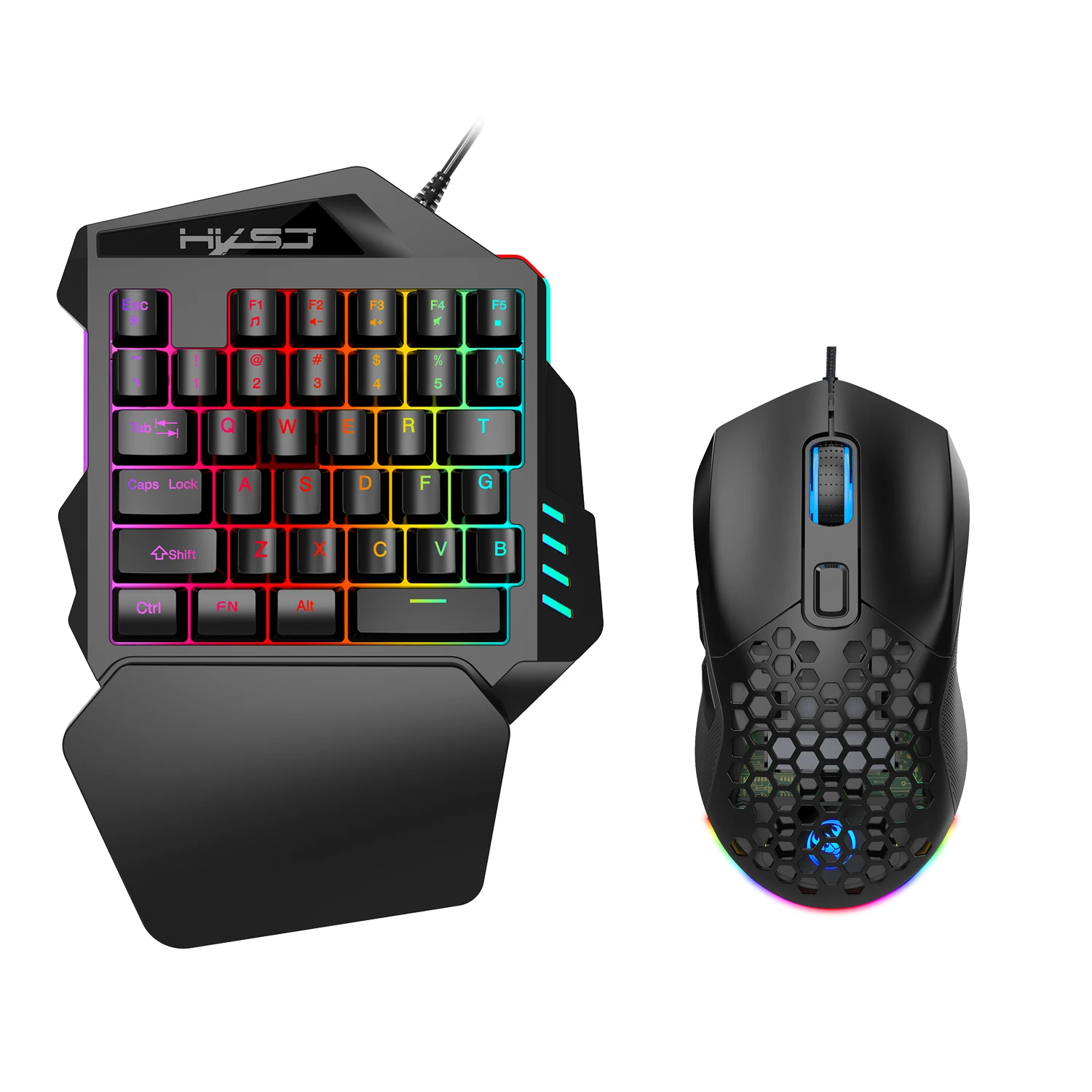 hxsj mini 35-key gaming one-handed keyboard and mouse set USB wired ergonomic mouse and keyboard game set for phone ipad