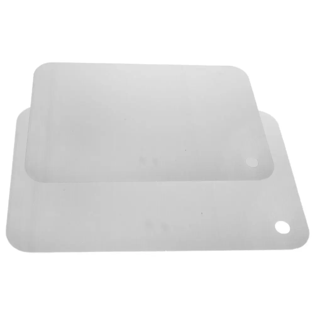 

Набор из 2-х прочных разделочных досок из нержавеющей стали, нескользящие, пригодные для мытья в посудомоечной машине, пищевые, металлические, для кухни и дома