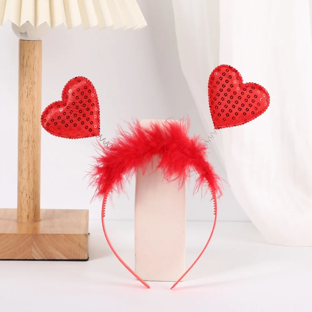 Confetti Hair Hoop Red Love Headband Glasses Headband Love Heart Shaped Headband Red Peach Heart Red Valentines Day Headdress