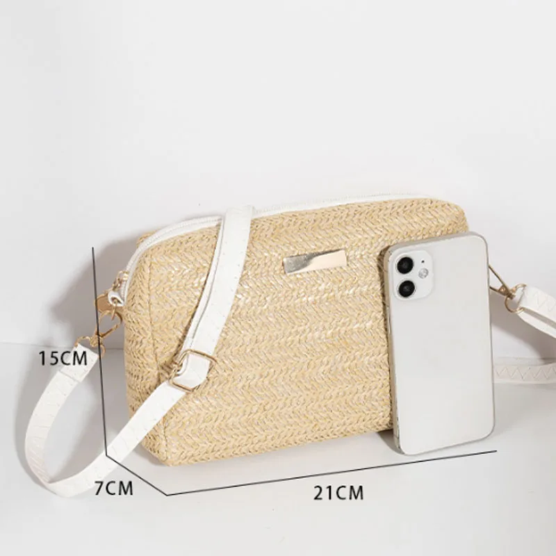 Women Designer Bag One Shoulder Crossbody Bags Fashion Straw Woven Summer Bohemia Beach Bag Small Solid Mobile Phone Coin Purse