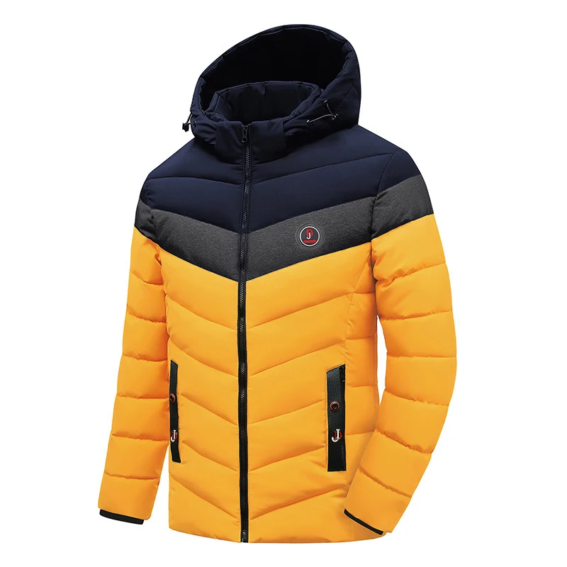 Parka à capuche en coton épais pour hommes, coupe-vent chaud, vestes rembourrées imperméables, vêtements de combinaison, mode masculine, hiver