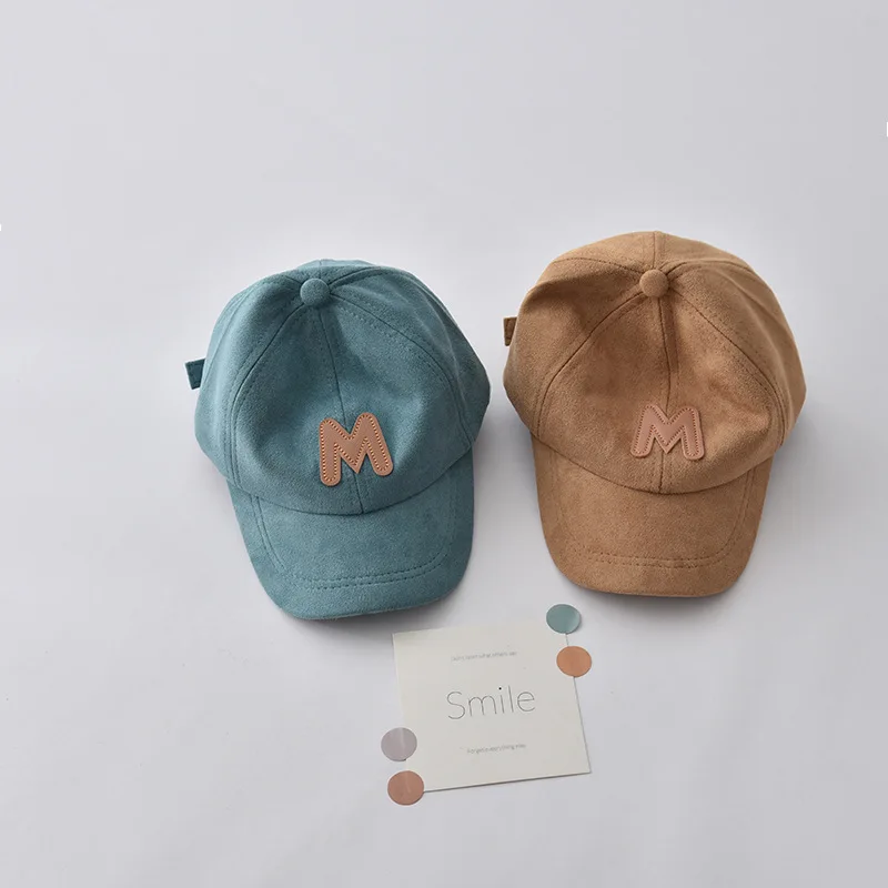 Spring Summer Children Baseball Cap Suede M Letter Baby Hat Outdoor Casual Boys Girls Kids Adjustable Sun Visor Caps