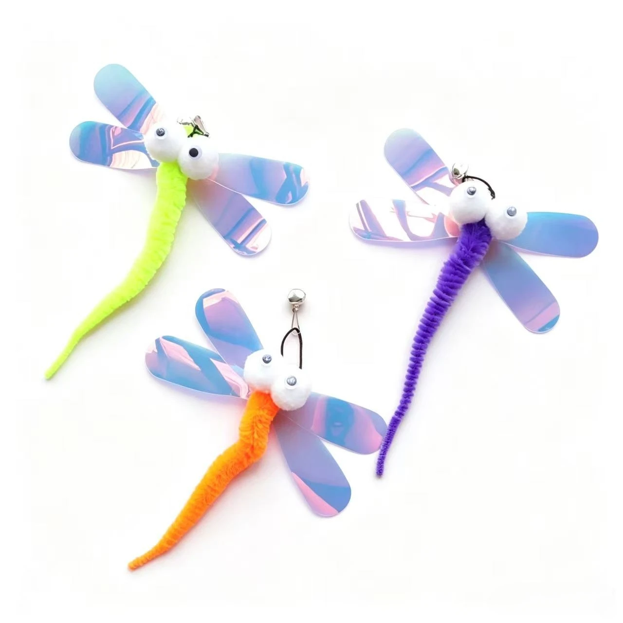 3pcs Cat Toy Simulated Dragonfly butterfly Pet Toys Interactive Kitten Toys