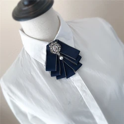 Boys Luxury Blue Ribbon Bowtie Bow Brooch Collar Pins Man Brooches Men Elegant Accessories Diamond Jewelry Wedding Butterfly
