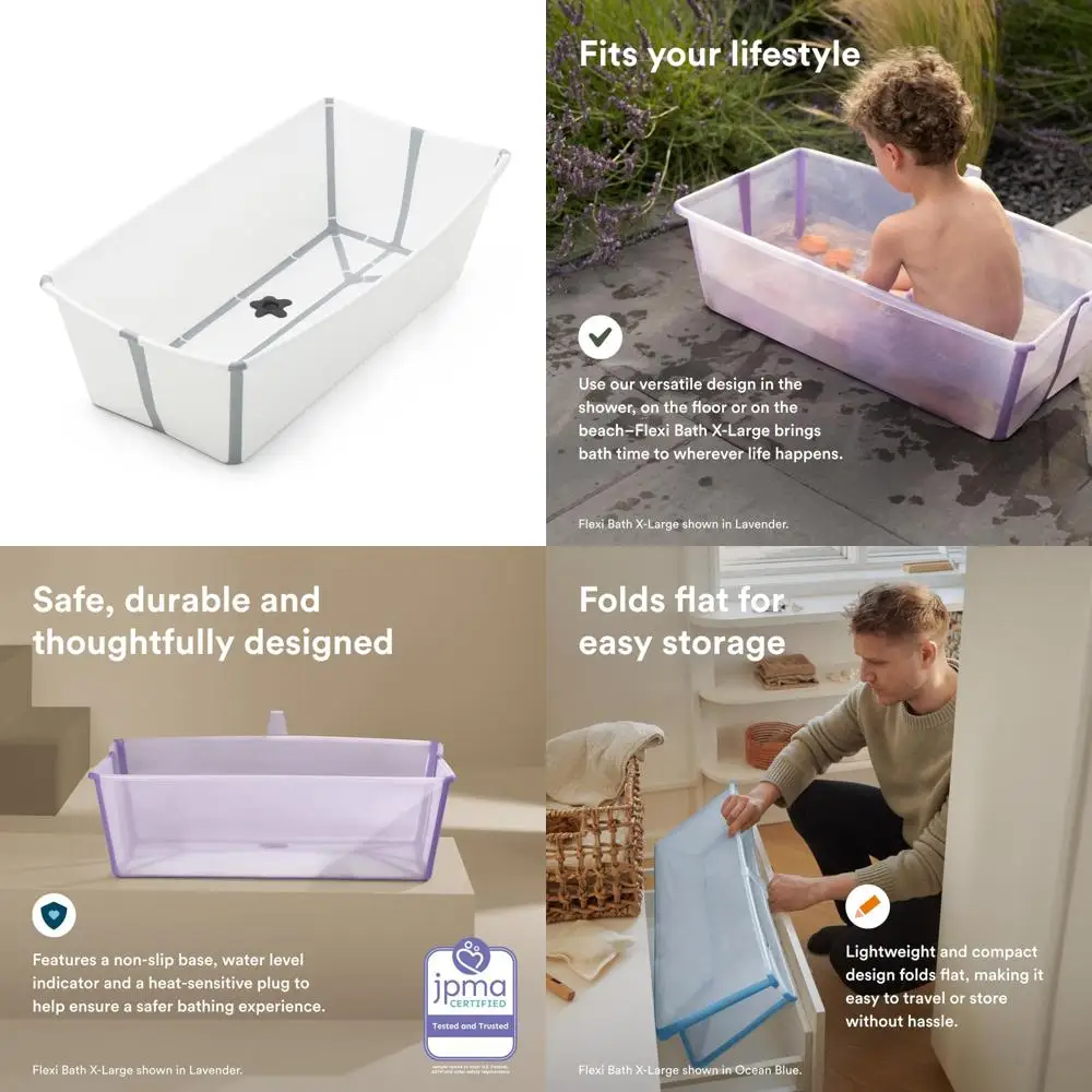 

ванна stokke flexi x-большая, белая - 31,5 x 15,7 x 9,4 дюйма - лучше всего подходит для младенцев и малышей - легкий, складной и удобный