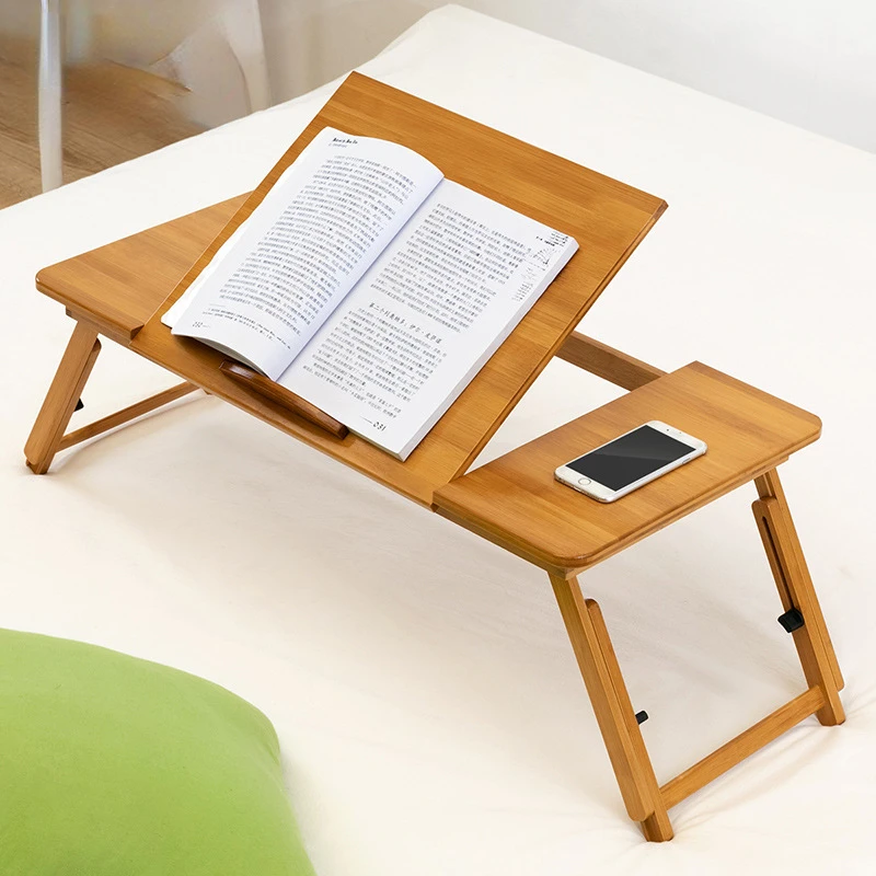 

Bamboo Laptop Table Bed Breakfast Tray with Foldable Legs Portable Lap Standing Desk Notebook Stand Reading Holder for Bed Sofa