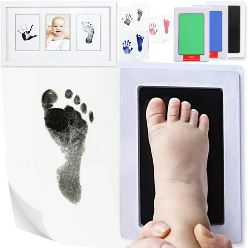 Baby DIY Hand Footprint Ink Pad Kit Wash Free Safe Ink Newborn Handprints Baby Growing Memory Gift Toddler Photo Frame Souvenir