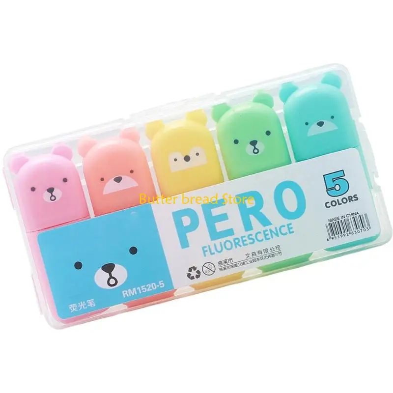 W89C 4/5/6 kleuren Cartoon markeerstift Pen Mooie markeerstoffen Markers Fluorescerende pen Bijbel Marker Pen