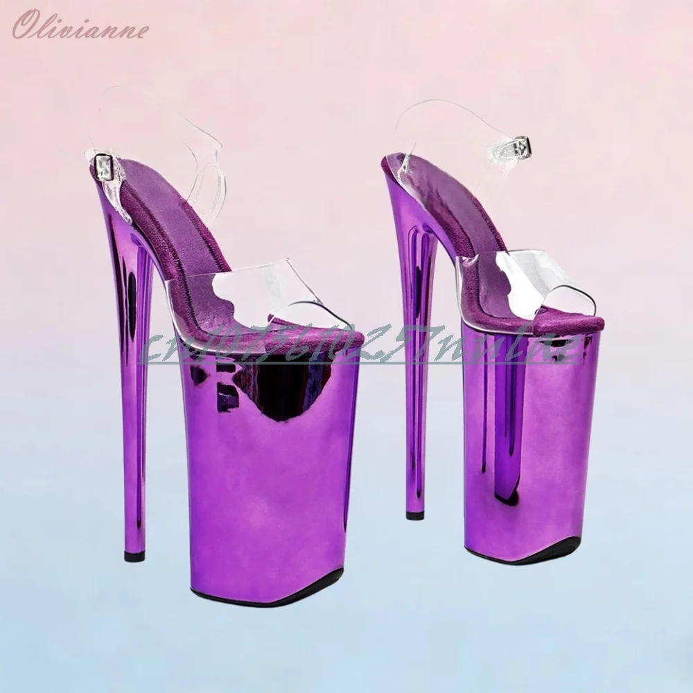 Super Extreme High Heel Platform Sandals PVC Peep Toe Hot Girls Sexy Purple Color Fashion Women Shoes 2026 Women Dance Shoes