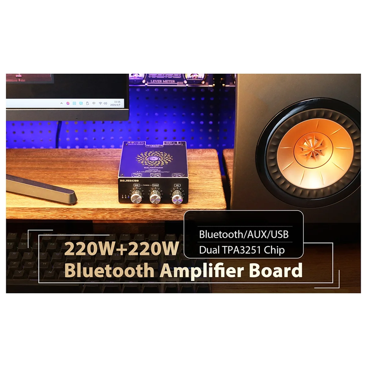 DAJUNGUO-placa amplificadora Bluetooth T220HS, 220W + 220W, canal estéreo, HiFi, TPA3251, Bluetooth 5,2, módulo de Audio