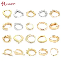 18K Gold Color Brass Round Circle Oval Square Hexagon Shape Loop Earrings Hoops Jewelry Making Supplies Diy Findings Accessories