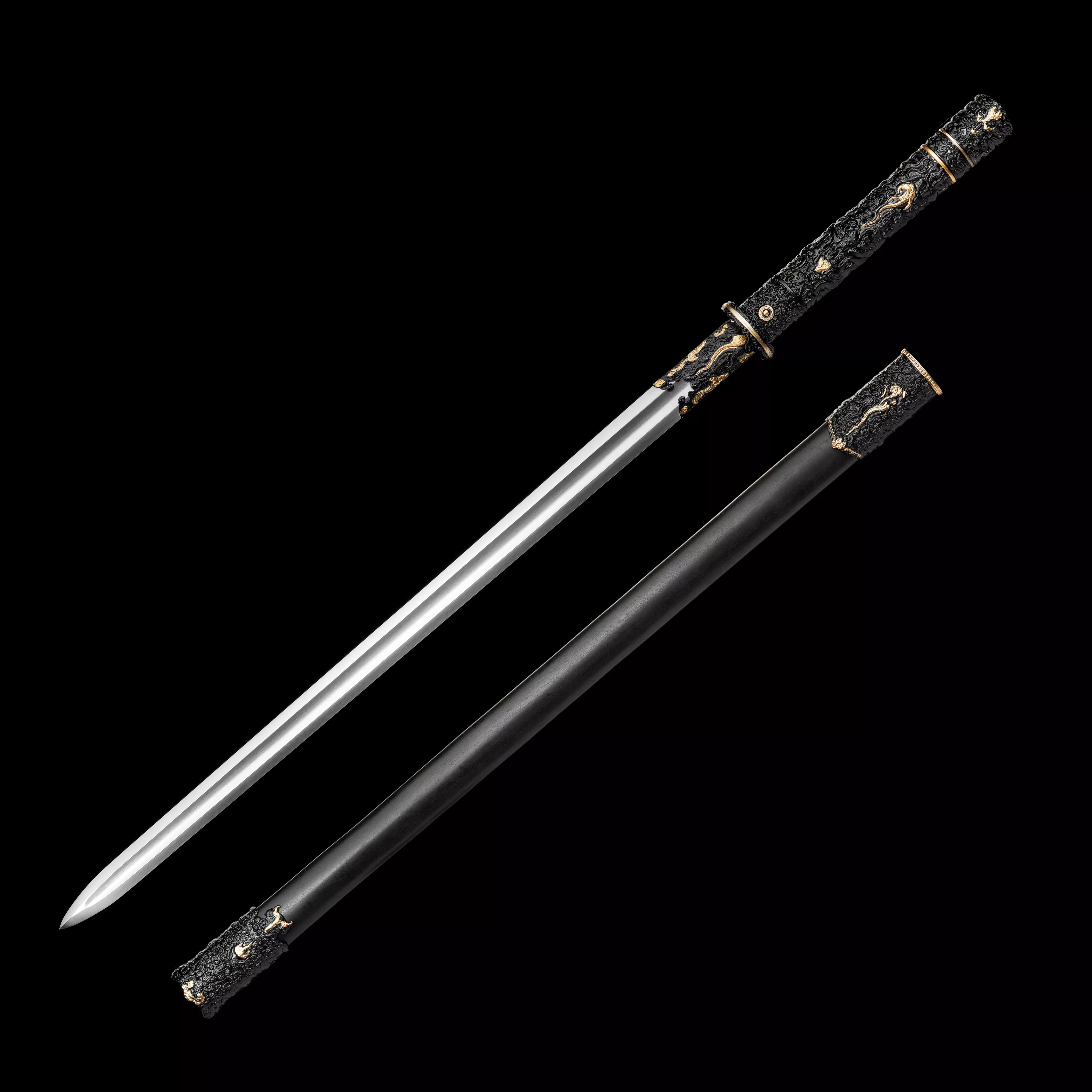 

103cm Medieval Chinese Tang sword katana single-slot real steel combat preparation, hand-polished sharp samurai sword Weapons,