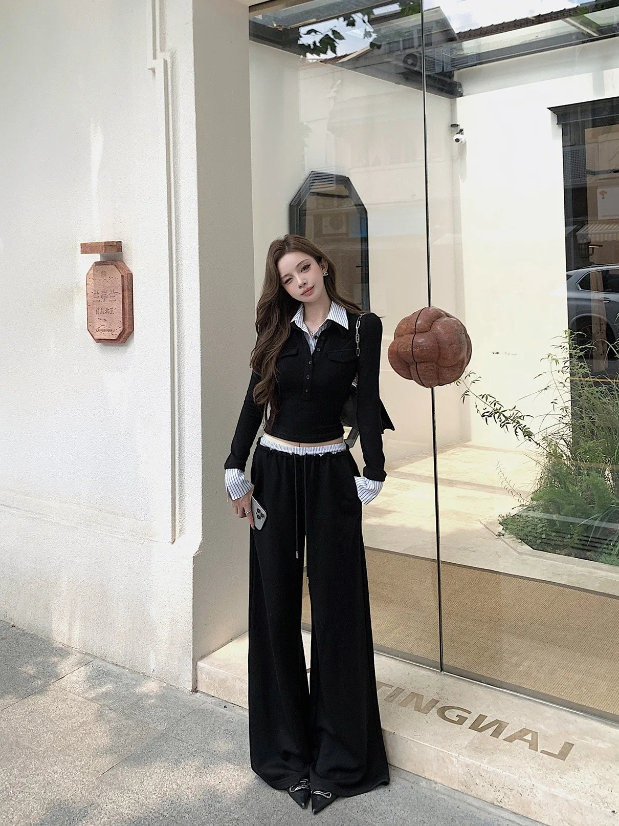 

Женские элитные офисные брюки Lactuali Love Lenzing в полоску, прямого кроя, спортивные, повседневные, осенний модный комплект