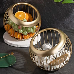 Iron Coffee Capsule Storage Basket Multifunctional Cafe Pod Holder Snack Candy Container Space Saving Coffee Accessories