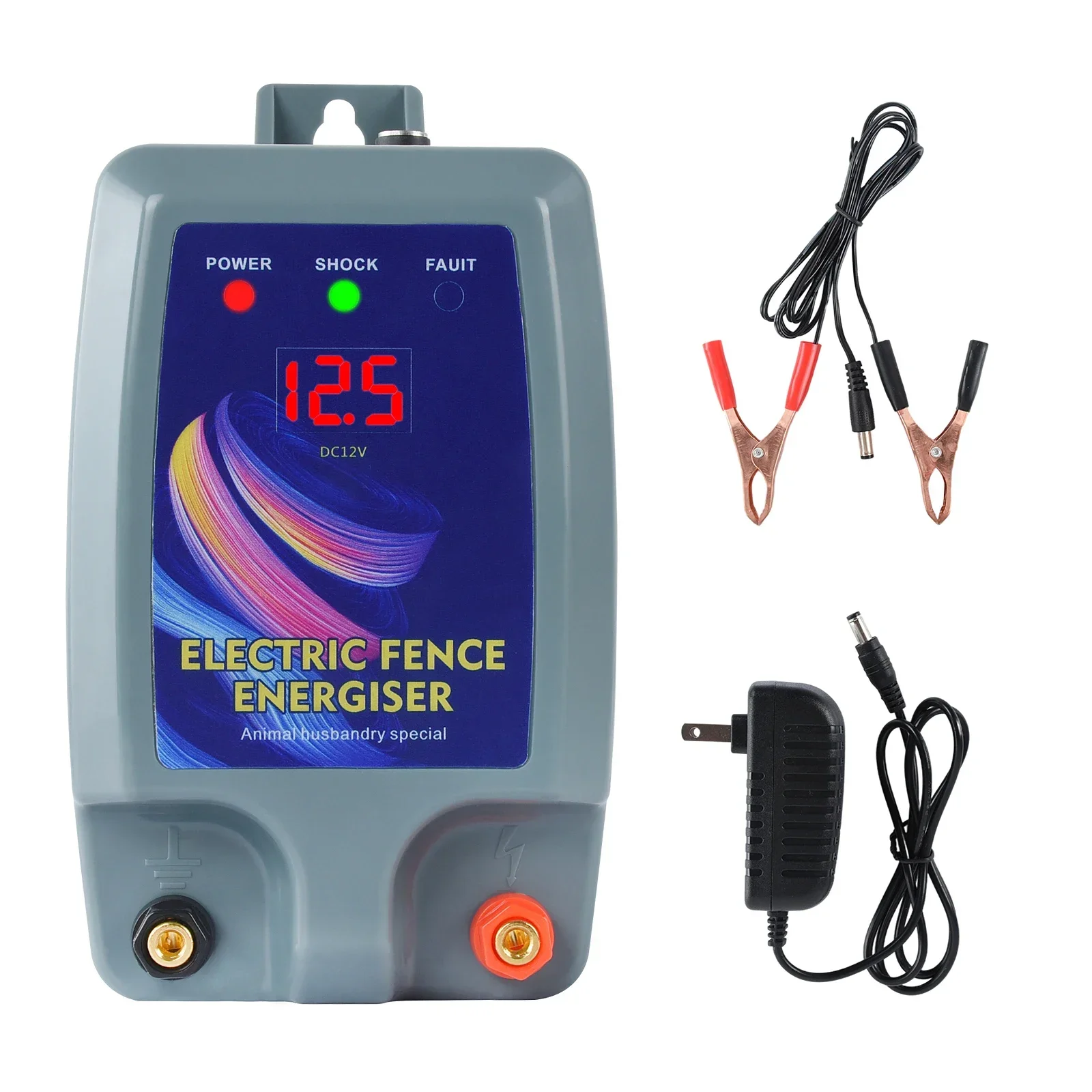 10KM Electric Fence Energizer High Voltage Controller Digital Display Panel Animal Poultry Farm Shepherd Livestock Fenceing Tool