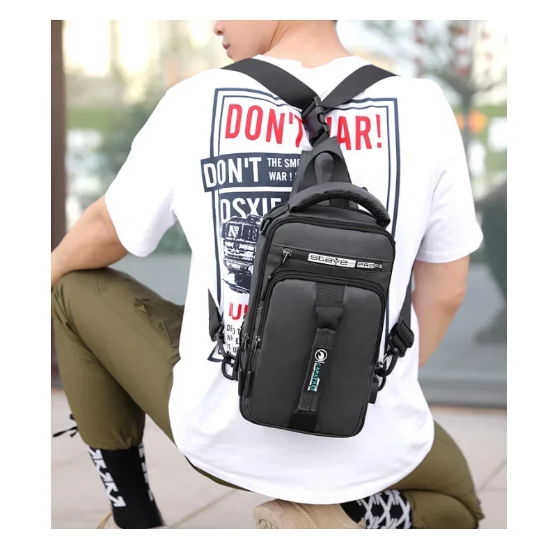 Bolso de hombro multifunción con USB para hombre, bandolera cruzada, bolsas de pecho impermeables, paquete de viaje, paquete de mensajero para hombre