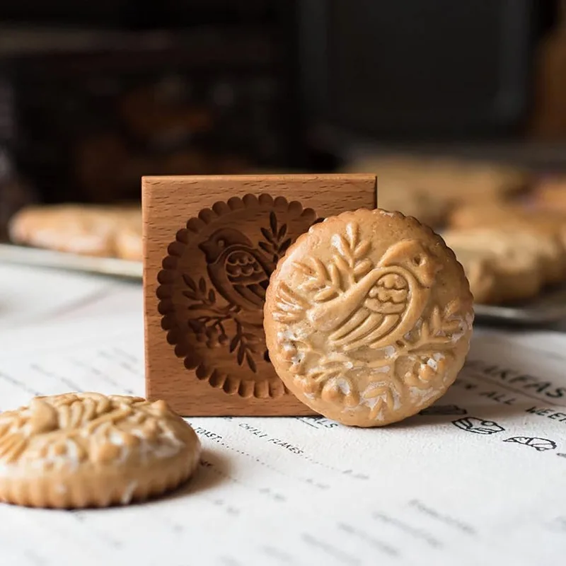 Moules à Biscuits en Bois 3D en Forme d\'Oiseau, Emporte-pièce Sculpté, Gaufrage, Presse à Biscuits, Timbres, Outil de Cuisson, Ustensiles de Cuisson