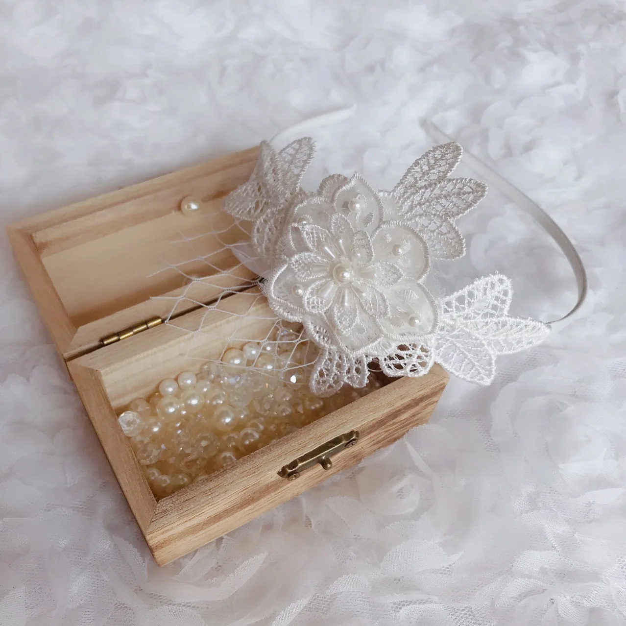 White Ivory Lace Flowers Headbands for Women Hair Accessories Crown Wedding Bridal Hair Jewelry Party Headpiece Tiara Novia