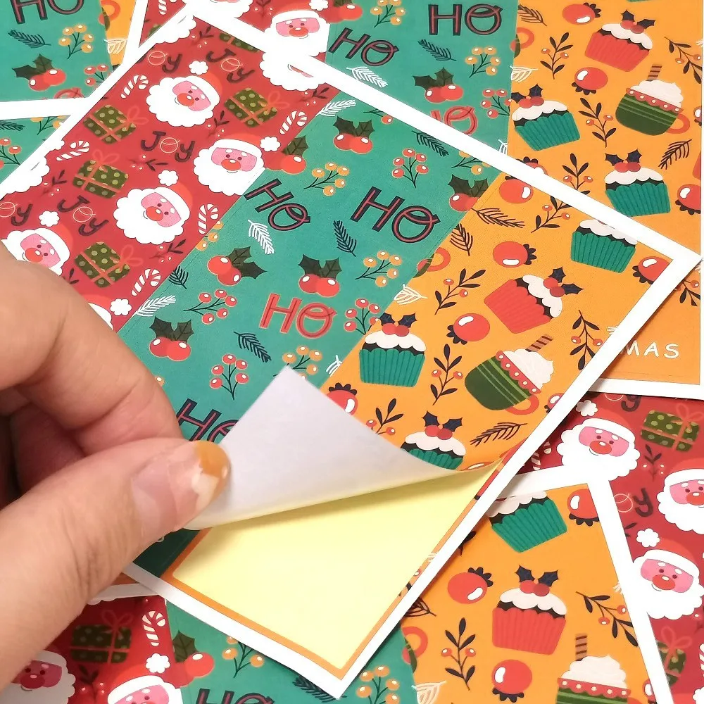 30-90 Buah Lucu Selamat Natal Stiker Hewan Pohon Salju Dekoratif Penyegelan Stiker Pembungkus Kotak Hadiah Label Natal Tag