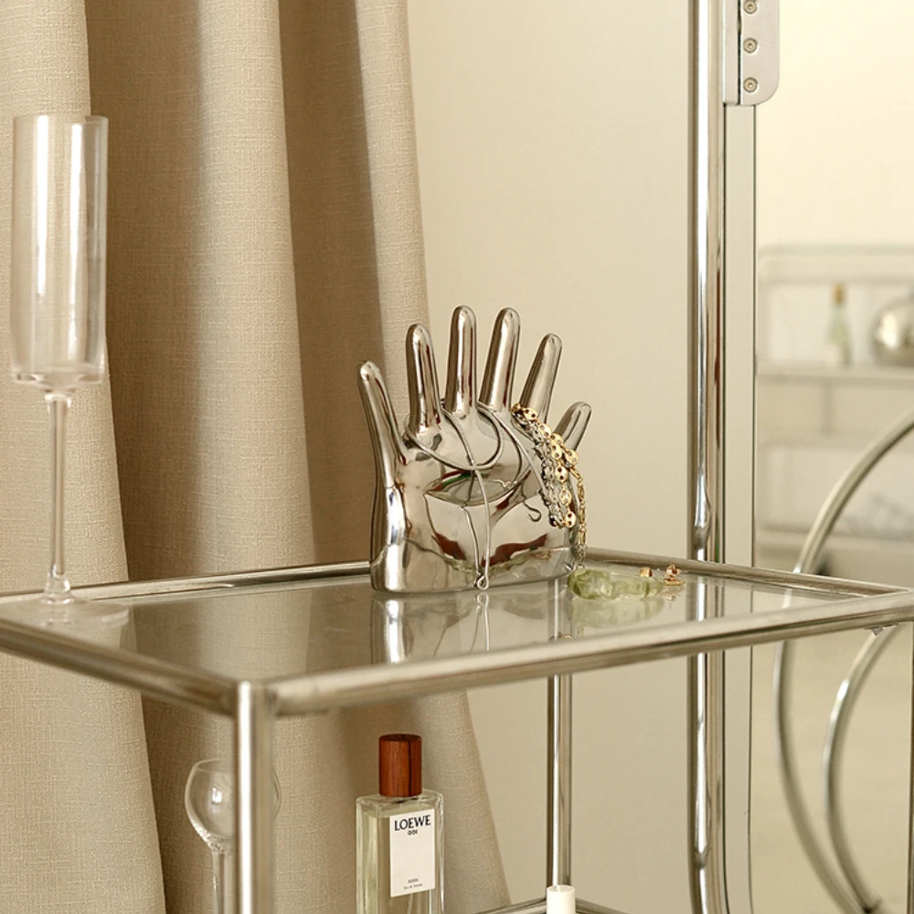 

Six Finger Ring Store Decoration Decoration Ceramic Palm Jewelry Rack Fashionable Creative Ornaments Room Decor