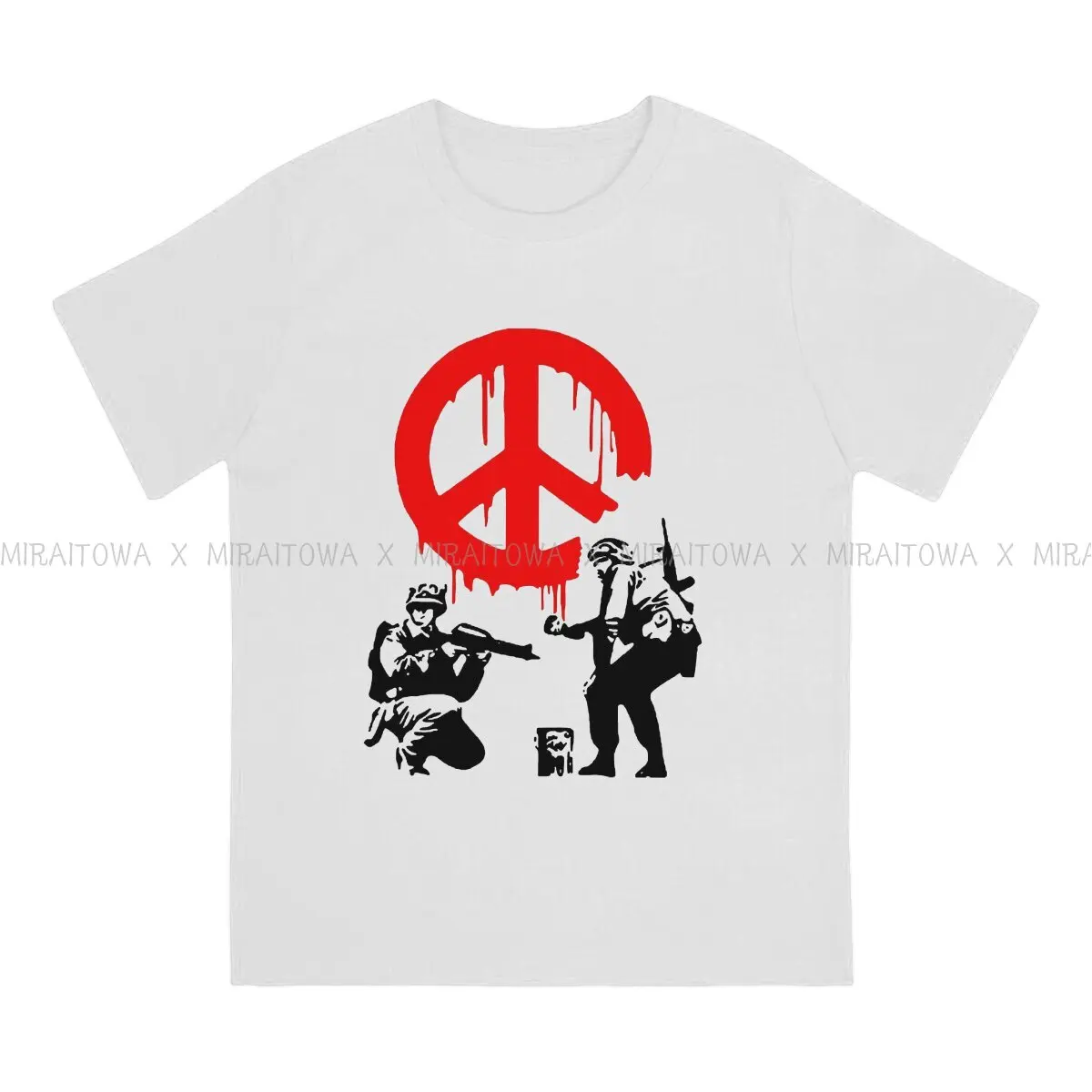 Peace Soldiers  Harajuku TShirt Banksy Graffiti Street Artist Creative Streetwear Comfortable T Shirt Men Tee Special Gift