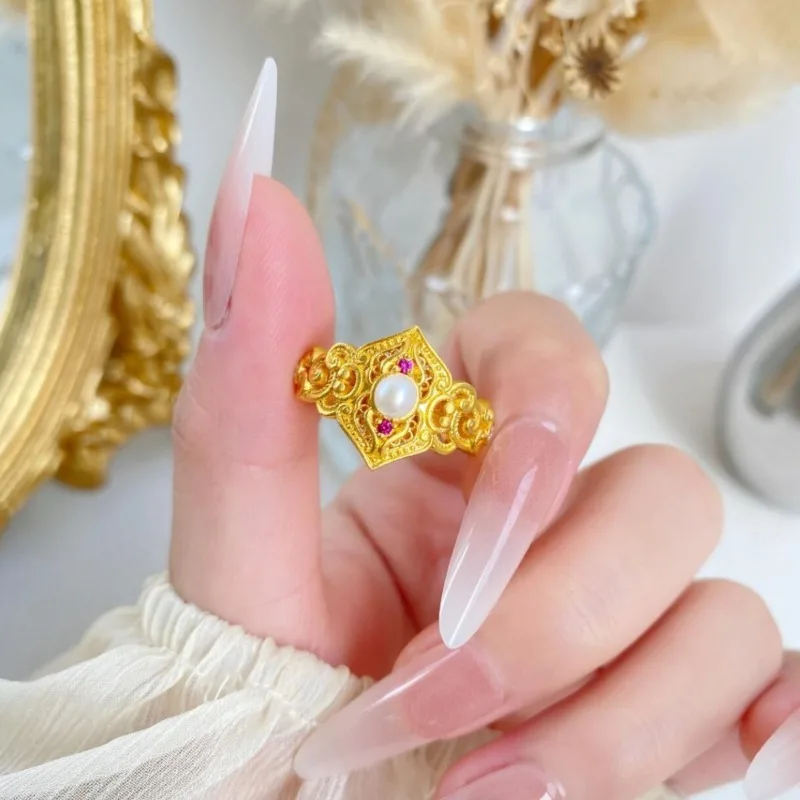 

Новые ювелирные изделия в китайском придворном стиле, кольцо Xifu, изысканные и маленькие ювелирные изделия с цирконом, легкие роскошные и высококачественные ювелирные изделия, темперамент