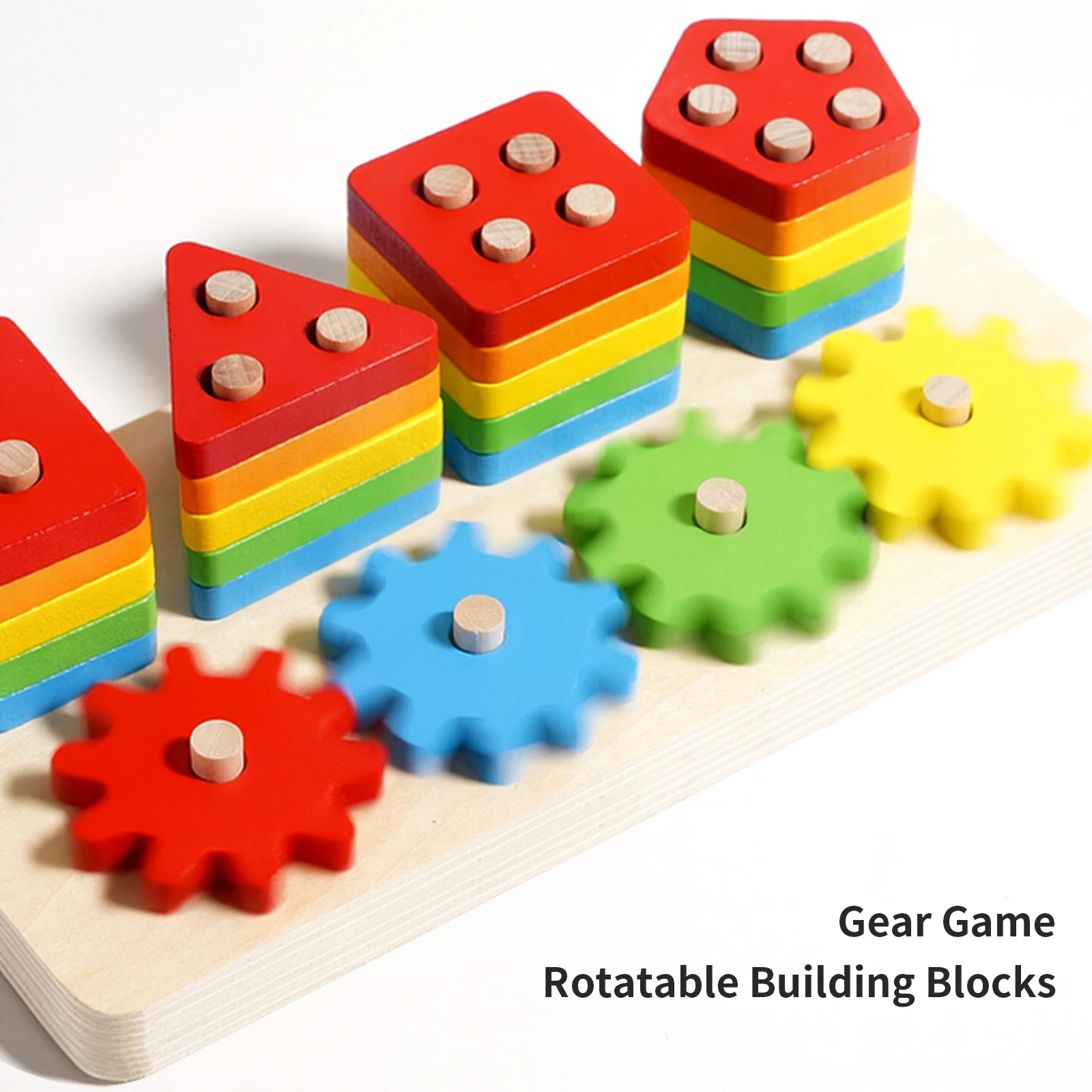 ألعاب ألغاز مونتيسوري الخشبية للفرز للأطفال الصغار، مكعبات بناء تروس لمرحلة ما قبل المدرسة، لعبة المهارات الحركية الدقيقة للأطفال من سن 3 إلى 6 سنوات #5