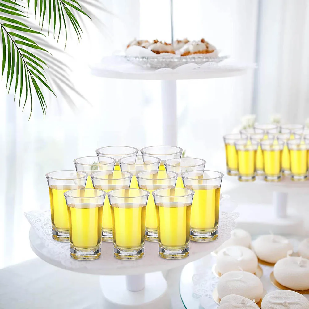 1.2oz Acrylic Shot Glass Bulk Set with Thickened Base Plastic Clear Shot Glasses Cups for Vodka,Whiskey,Tequila,Espresso,Liquor