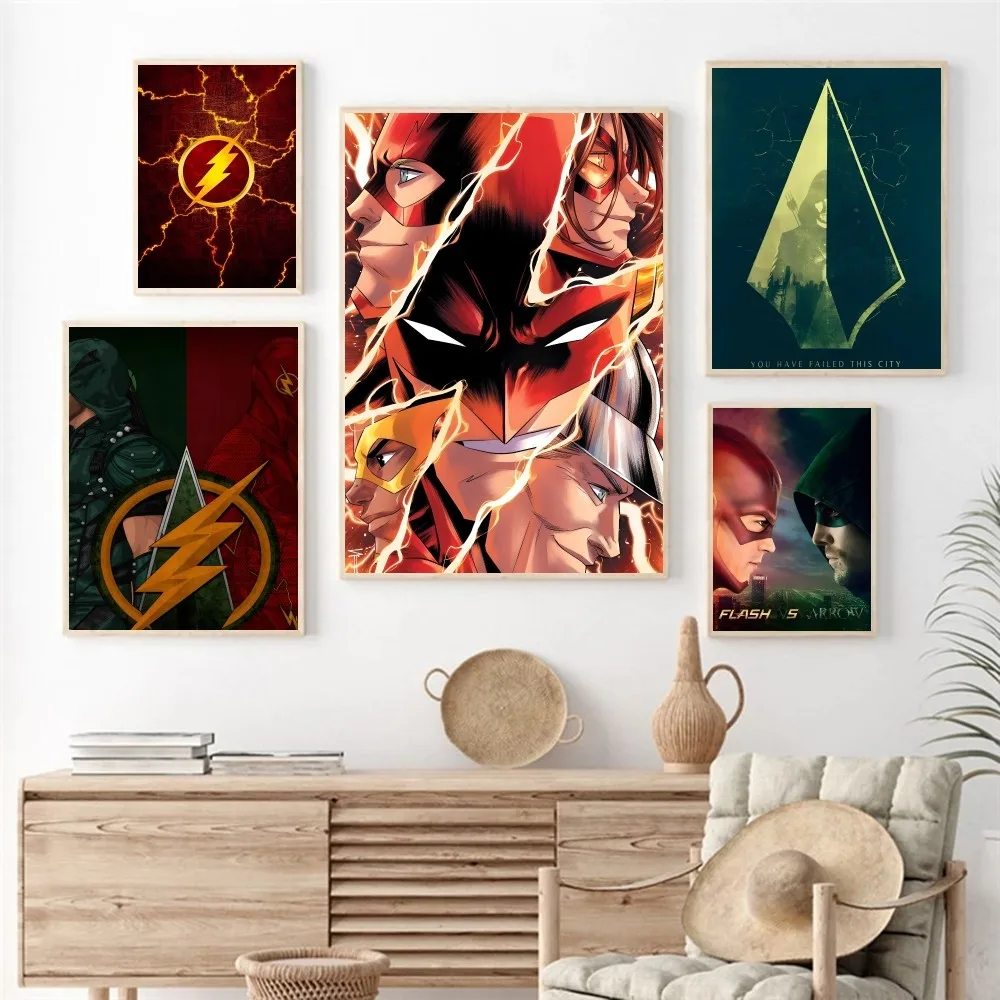 Movie G-Green Arrow And F-Flash Poster Paper Print Home Living Room Bedroom Entrance Bar Cafe Art Painting Decoration