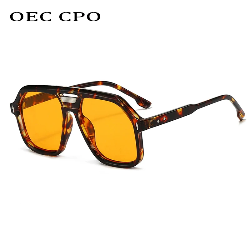 

OEC CPO Fashion Square Sunglasses Men Women Ocean Lens UV400 Shades Trending Rivets Sun Glasses Female Retro Eyewear
