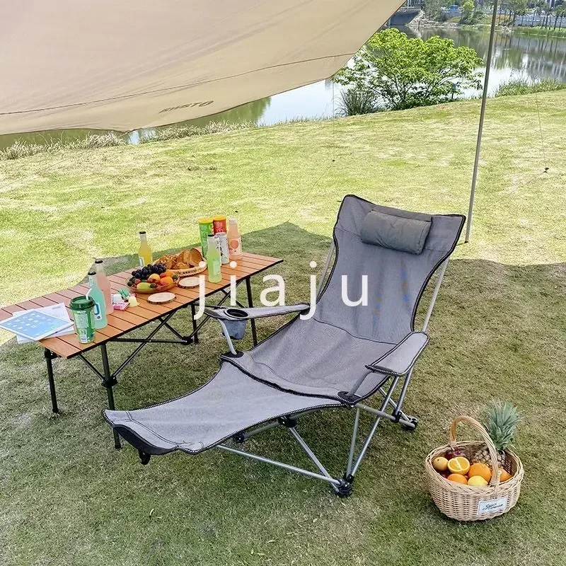 Niceway Foldable Picnic Camping Portable Fishing Chairs Beach Chairs Outdoor Garden Park Single Lazy Chair Backrest Cushion