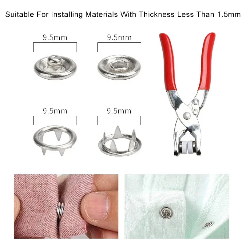 400/200/80pcs Plier Tools Metal Snap Button Kit Fasteners Press Studs Bouton Pression Fasteners for Installing Clothes Bag단추펜치