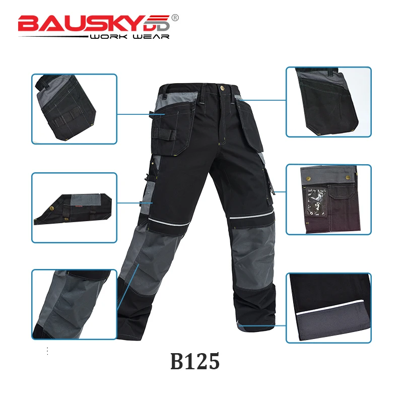 Bauskydd Work Pants In Cargo Pants Men\'s Workwear Working Pants Tool Trouser Black Work Trousers Men Workwear With EVA Knee Pads