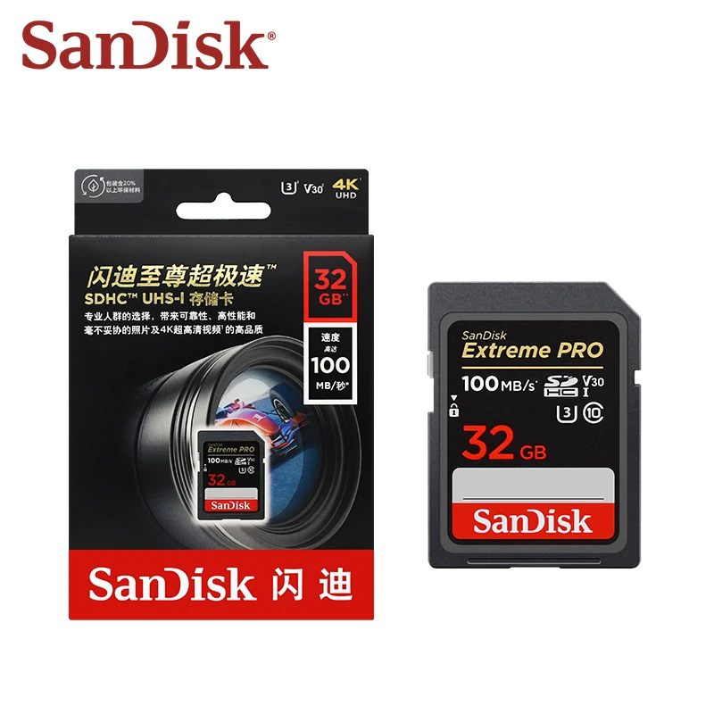 SanDisk Memory Card SDXC UHS-I  64GB 128GB 256GB 512GB 4K U3 V30 Class10 Extreme Pro 32GB C10 SDHC High Speed SD Card for Camera